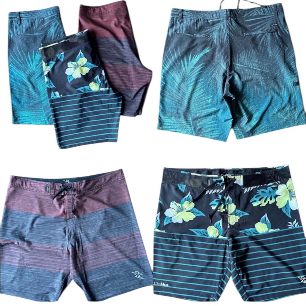 Bundle of 3 D’AHU Hybrid Board Shorts Size 40 – Swim & Street Ready